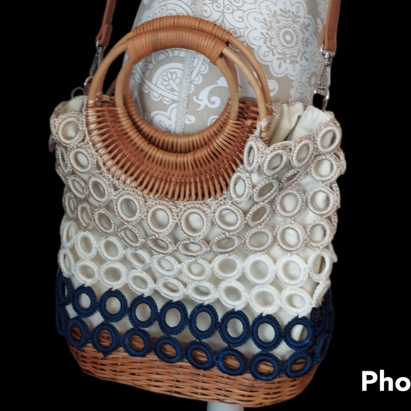 INC International Concepts Wicker Basket Crossbody / Handle Bag - Picture 1 of 10